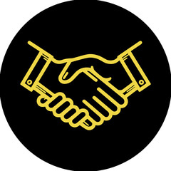 Minimalist handshake vector icon in black outline style, no fill color, perfect for business deals, agreements, and professional partnership illustrations.
