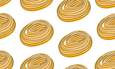 Seamless pattern with Italian pasta. Pasta tagliatelle. Italian food  background. Hand drawn flat vector illustration