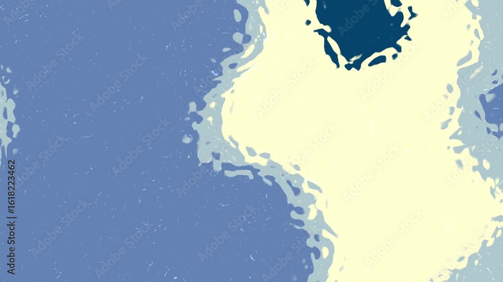 Aufkleber deep cerulean cream abstract animation of liquid deformation in blue, white, and yellow colors creat