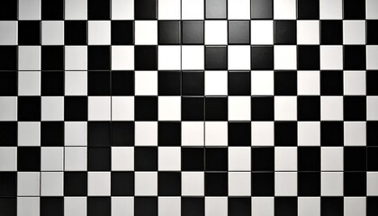Fototapeta premium Distorted black and white checkerboard pattern creating warped optical illusion effect