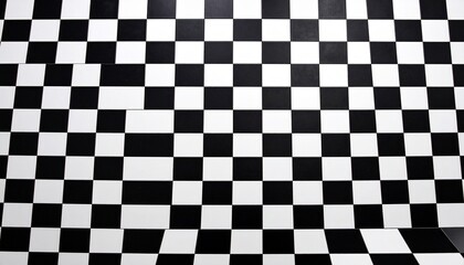 Fototapeta premium Distorted black and white checkerboard pattern creating warped optical illusion effect