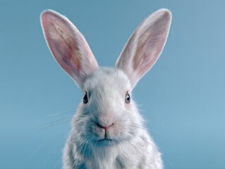 Close up of a Cute White Rabbit, Perfect for Easter and Springtime