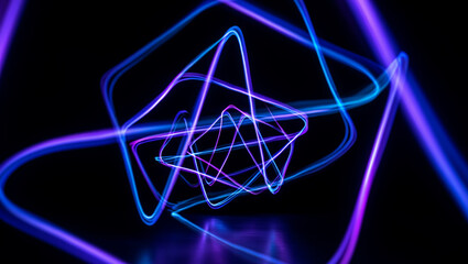 Abstract Light Trails: Dynamic light trails in a gradient of vibrant colors, creating a mesmerizing visual spectacle on a sleek, dark backdrop. The image speaks to the essence of technology.