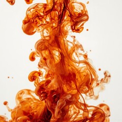 Orange land black color liquid in water on a white background.