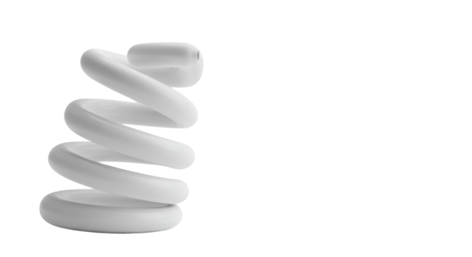 White spiral coil spring or light bulb shape isolated on clean white background