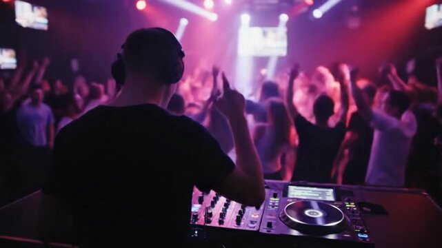dj performing live nightclub captivating crowd with energetic music