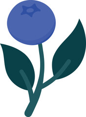 Hand Drawn Blueberry Branch with Ripe Berries and Leaves. Cute Botanical Illustration for Packaging, Kitchen Decor, Stickers, Labels, Farmers Market, Logos or Food Branding