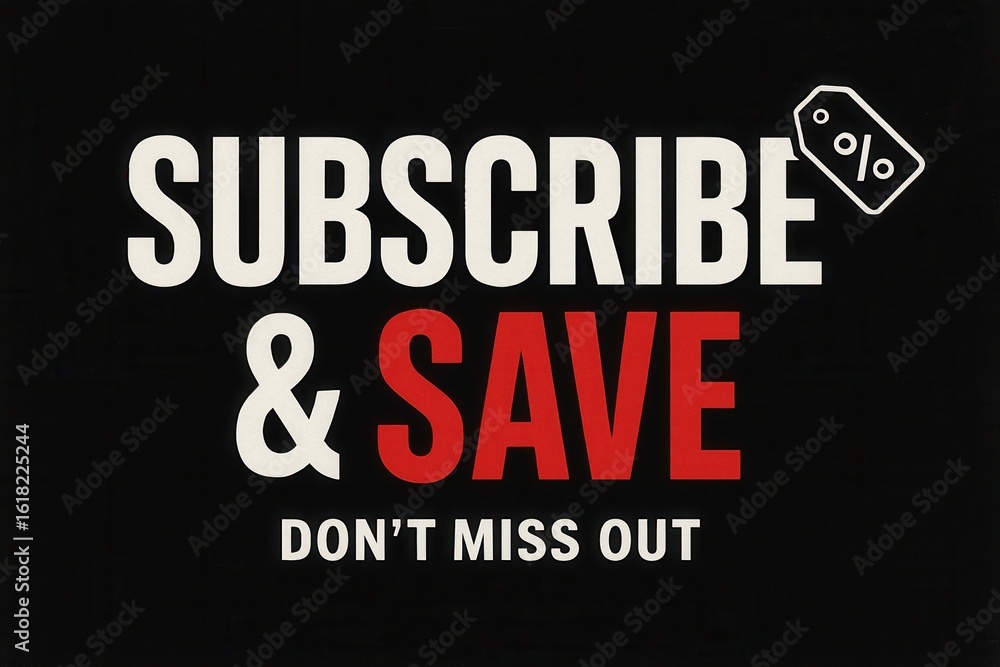 Poster bold text on a black background promoting a subscription offer with a 