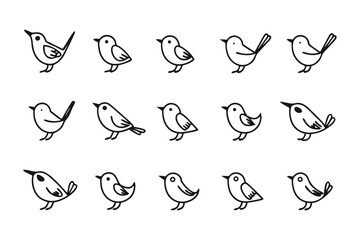 Little bird sketches: Adorable series of cartoon birds, delicately sketched with simple lines and charming detail, perfect for adding a touch of whimsical nature to any project.