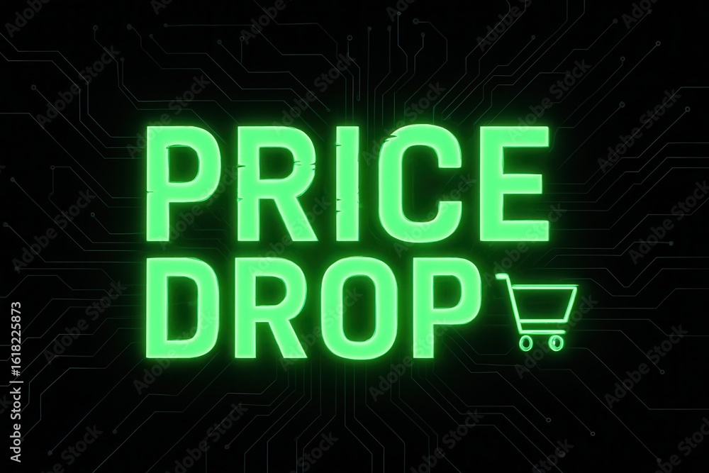 Poster glowing green text saying 