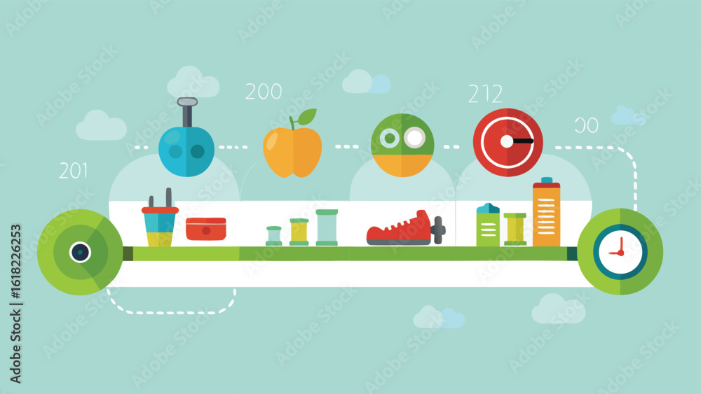 Poster timeline infographic design with abstract icons flat illustration vector creative presentation templ