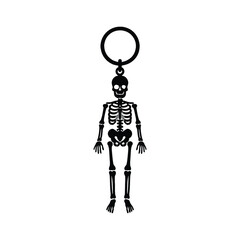 Human Skeleton Keychain Silhouette, Isolated Vector Icon.