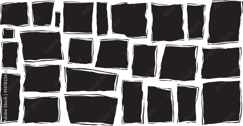 Aufkleber abstract black rectangles pattern isolated on transparent background