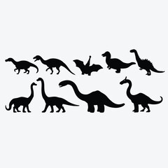 dinosaurs silhouettes vector