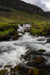 Beautiful waterfall cascade in southern Iceland.