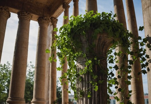 Spiral Vine Encircling a Textured Column