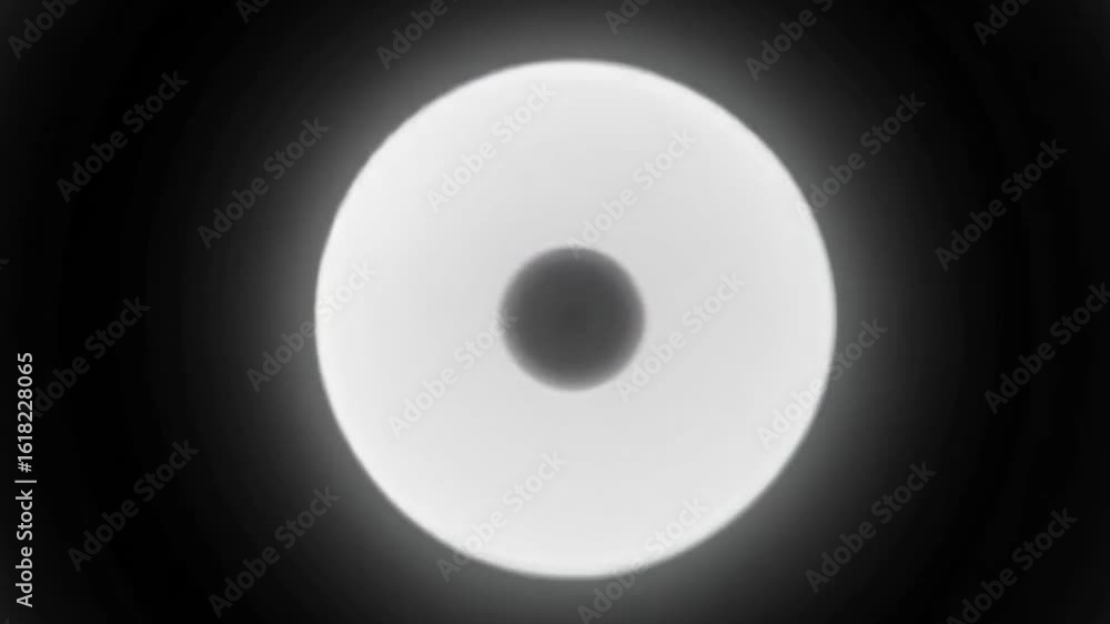 Poster an abstract art representing a cell with its nucleus within a glowing halo. the simplicity and stark