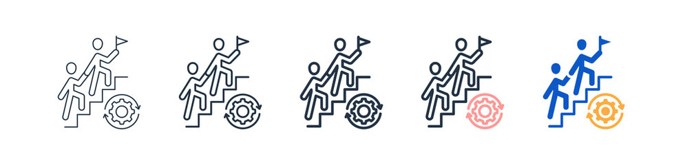 Leadership different style icons set vector illustration. 