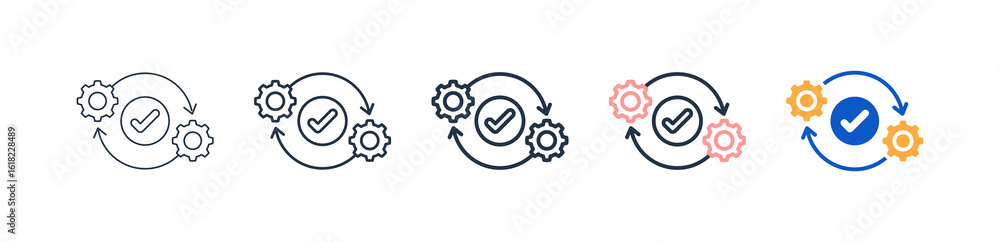 Aufkleber execute different style icons set vector illustration.
