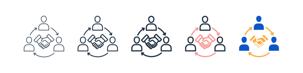 Collaboration different style icons set vector illustration. 