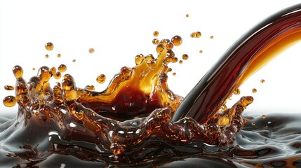 Dramatic Liquid Cascade of Coffee Pouring, Capturing Dynamic Splash on White Canvas for Artistry