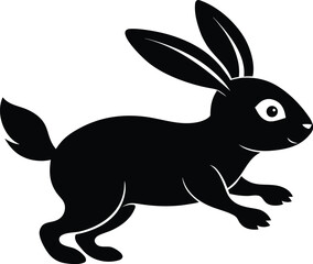 Easter bunny silhouette, rabbit vector art, bunny clip illustration, spring animal graphic, holiday icon design