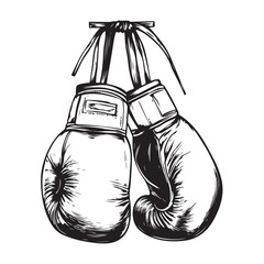 Set of the hanging boxing gloves vector on white background. element for logo, label, emblem, sign, poster. illustration 