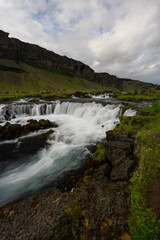 Scenic view of Fossalar waterfall in souther Iceland.