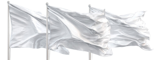 Three white flags billowing in the wind (2)