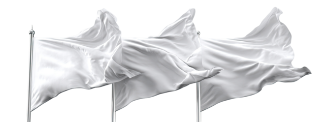 Three white flags billowing in the wind (1)