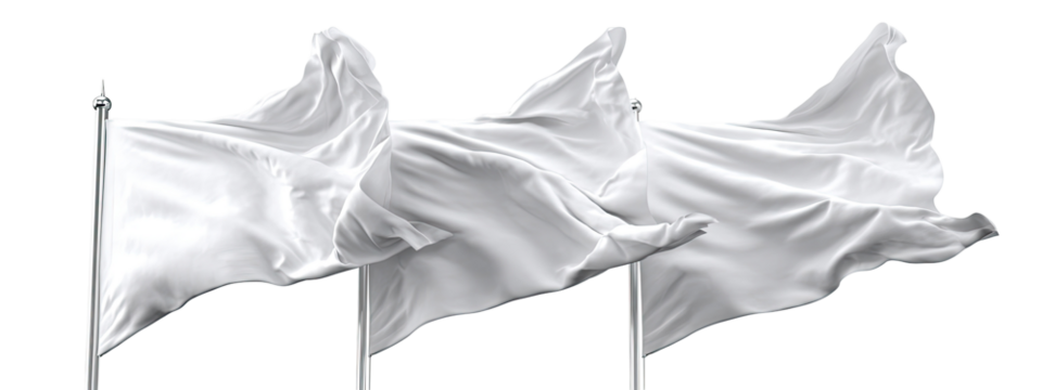 Three white flags billowing in the wind (1)