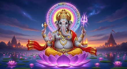 Ganesha hindu god illustration hinduism religion spirituality meditation yoga hindu deity art