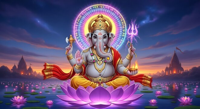Ganesha hindu god illustration hinduism religion spirituality meditation yoga hindu deity art