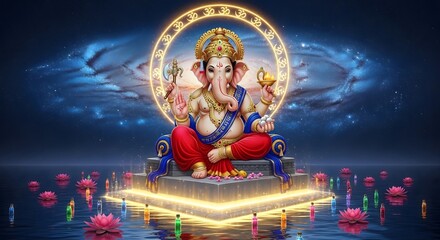 Ganesha hindu god of beginnings and obstacles remover wallpaper for desktop and mobile phone