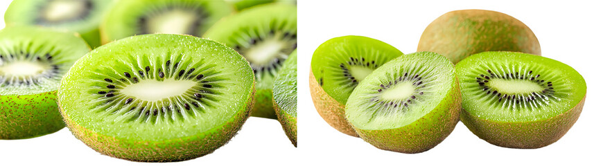 kiwi fruit slice isolated on a transparent background