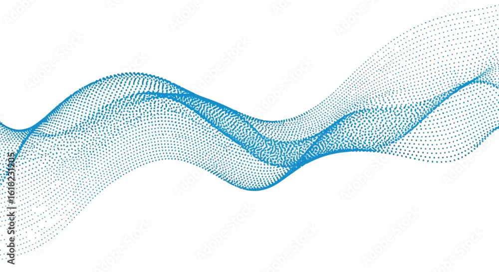 Poster vector art of an abstract blue wave design element on a white background