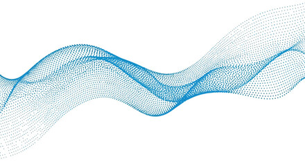 Vector art of an abstract blue wave design element on a white background