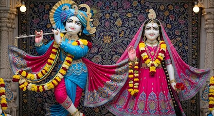 Fototapeta premium Krishna and radha deities hinduism sculpture hindu gods hindu deities hindu religion hindu art
