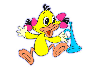 Colored image of a little duckling with a pipe 1
