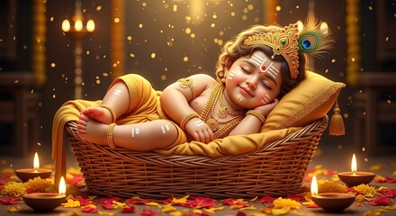 Sleeping krishna janmashtami baby lord krishna hinduism festival celebration india deity hindu god 92
