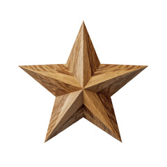 Wooden star ornament,  faceted, light brown