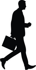 Dynamic Businessman Silhouette Walking with Briefcase