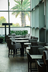 table and chairs in the cafe restaurant