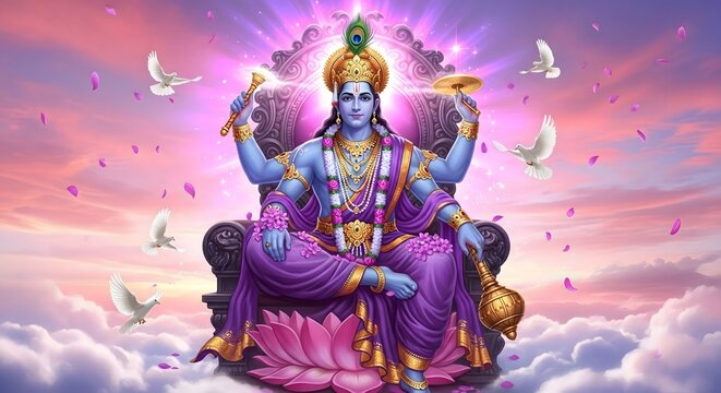 Lord vishnu hindu god hinduism deity divine indian culture religion spiritual mythology art peace