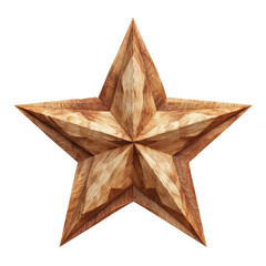 Wooden star, carved in relief, rich brown tones