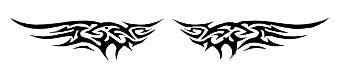 Obraz premium Two symmetrical tribal style tattoo designs for lower back,