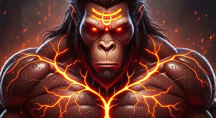 Hanuman hindu god powerful monkey warrior strength devotion hinduism mythology art ai