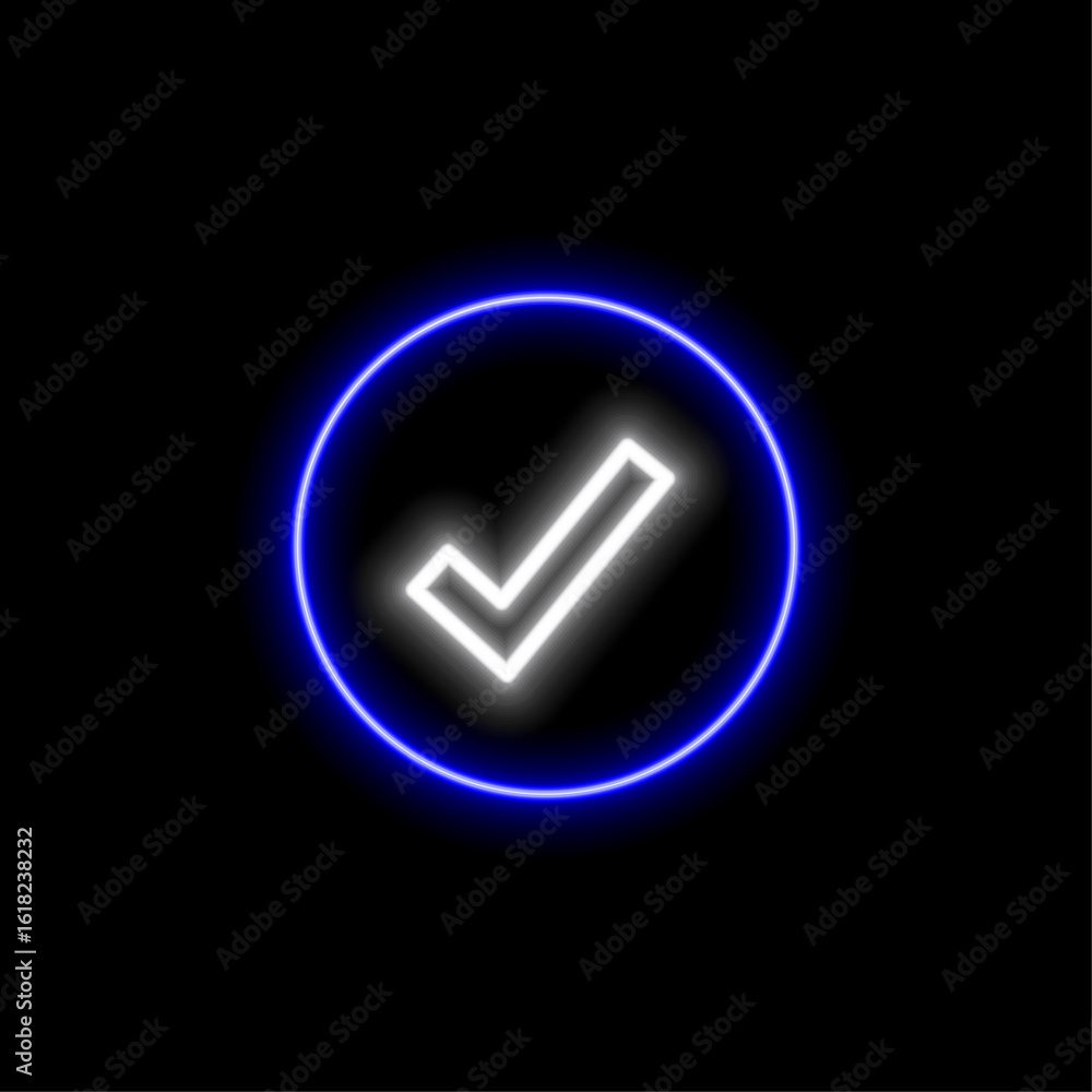 Poster neon style.set of check marks and cross symbols for decision making and validation concepts. isolate