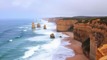 Breathtaking Twelve Apostles Coastal Scenery in Victoria, Australia Timelapse