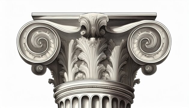 ionic collum of greek art object isolated on white
